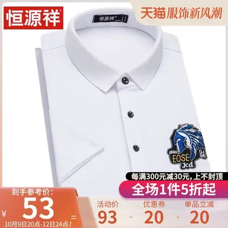 恒源祥薄款短袖T恤纯色半袖POLO衫宽松体恤衫男装上衣套头衫男夏商品大图