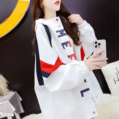 设计感连帽工装外套女2023新款秋季时尚洋气宽松慵懒风百搭派克服图片