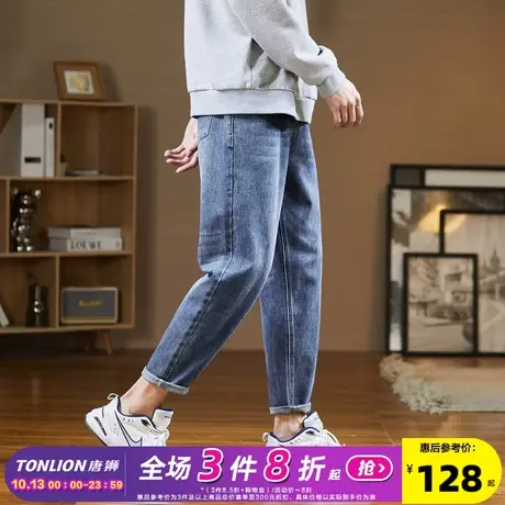 唐狮23秋季新款牛仔裤男宽松显瘦水洗直筒裤潮流百搭经典裤子男商品大图