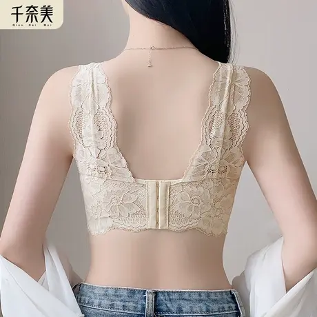 千奈美舒适无钢圈内衣女轻薄透气大胸显小背心式文胸罩图片