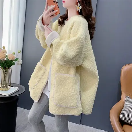 宽松慵懒风羊羔毛外套女秋冬2023年新款加厚洋气百搭高级感上衣潮商品大图