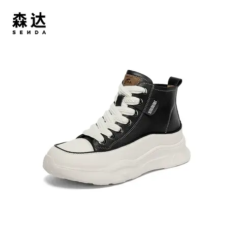森达休闲靴女2023冬新商场同款户外运动风厚底增高短靴SVH01DD3图片