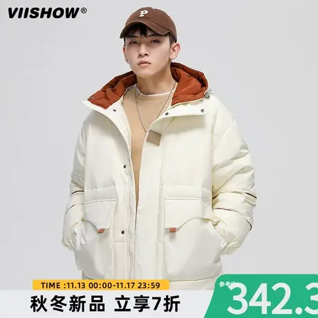 VIISHOW羽绒服男连帽保暖90%绒冬季短款潮牌青少年平湖波士顿外套图片