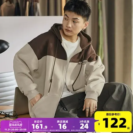 唐狮2023春秋季新款开衫卫衣男士拼接宽松薄款外套男生连帽上衣潮图片