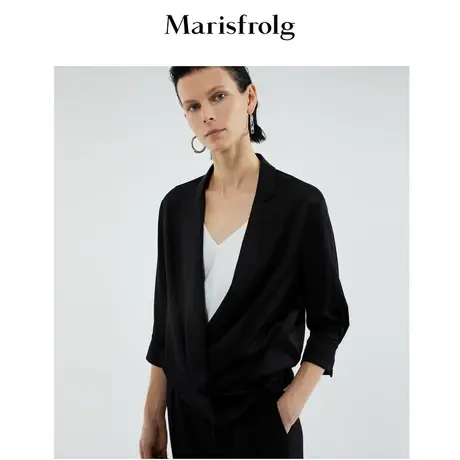 玛丝菲尔夏季新品时髦个性垂感设计感通勤休闲七分袖西装外套女商品大图