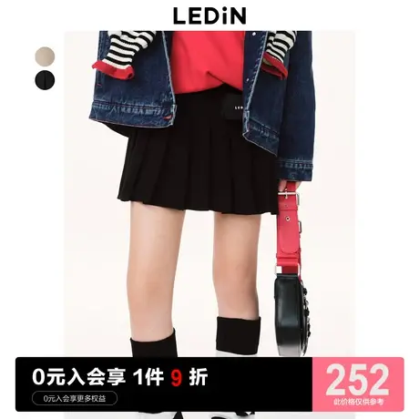 乐町设计感百褶裙2023秋季新款西装半身裙C1GED1101商品大图