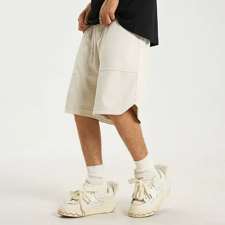 Nuthink美式潮牌宽松纯色短裤男潮流国潮五分裤休闲裤子夏天男裤商品大图