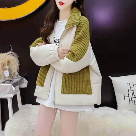 设计感拼接毛衣开衫女2023新款秋冬季宽松慵懒风短款百搭针织外套图片