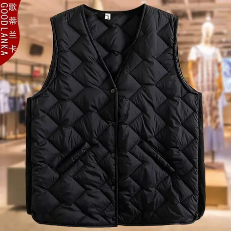 加肥加大码胖妈妈夹棉坎肩马夹秋冬新款中老年羽绒棉内胆马甲外套商品大图