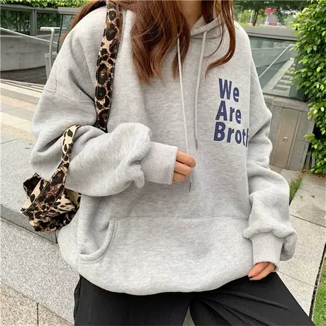 waitmore港风chic卫衣女宽松韩版bf慵懒风加绒加厚vetiver外套ins商品大图