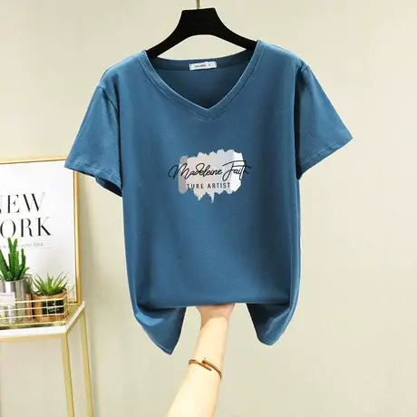 纯棉短袖t恤女装正肩宽松大码半袖体恤夏装2022年新款夏季上衣潮商品大图