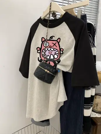 国潮潮牌t恤短袖女大码中性风oversize宽松显瘦ins潮夏季纯棉上衣商品大图