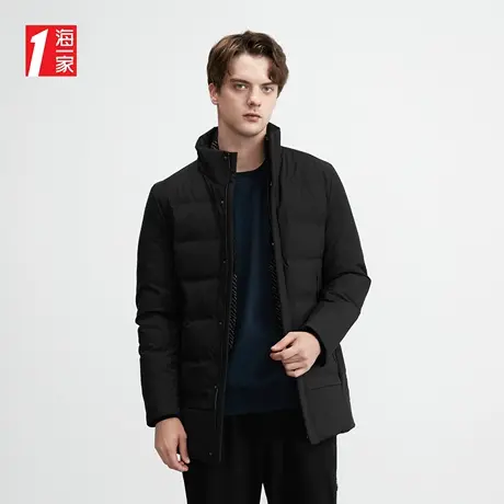 海一家保暖舒适外套冬季简约立领商务休闲中年男士羽绒服图片