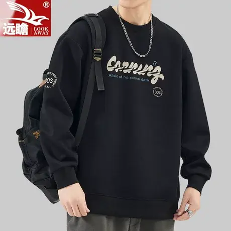 春秋季男士卫衣潮牌新款圆领长袖休闲运动T恤时尚宽松百搭上衣服图片