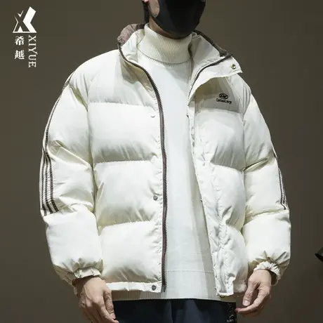 冬季加厚保暖立领棉衣男宽松大码休闲男士外套美式条纹面包棉服潮商品大图