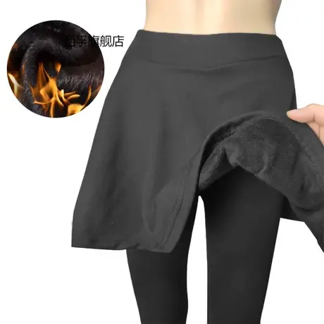 秋冬季2023款加绒加厚外穿女保暖包臀裙裤弹力裤女假两件打底裤商品大图