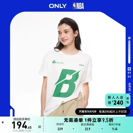 ONLY奥莱夏季NBA联名款圆领字母宽松短袖T恤女商品大图