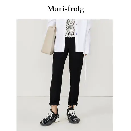 【商场同款】玛丝菲尔22年春季新款黑色直筒西装休闲裤裤子女图片