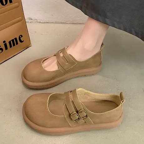 勃肯鞋女2024春季新款厚底圆头小皮鞋法式配裙子单鞋博肯玛丽珍鞋商品大图