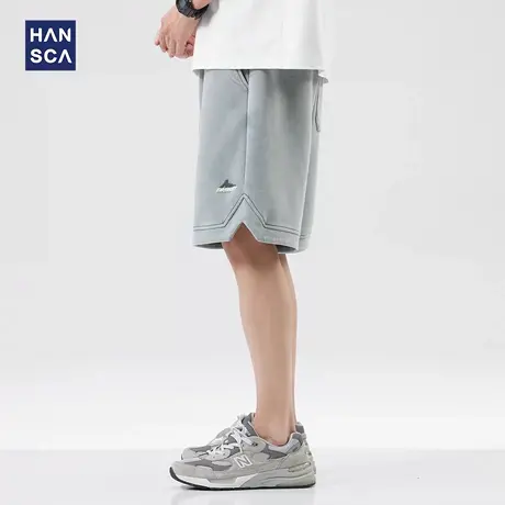hansca美式高街潮牌休闲短裤男夏季宽松直筒休闲运动大码五分裤子商品大图