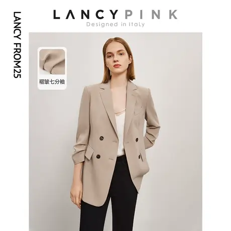 【意大利设计】朗姿醋酸高级感职业西服女夏新款法式西装外套图片