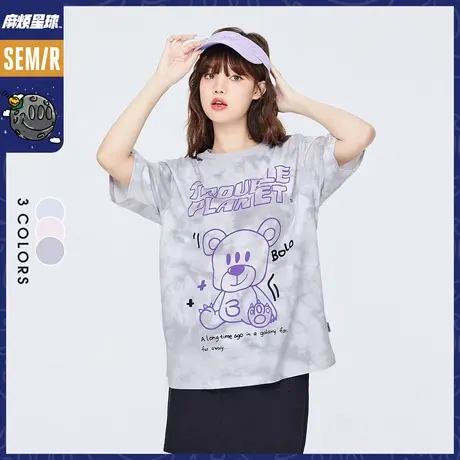 【会员专享】[麻烦星球]森马短袖T恤女中长款宽松夏季新款卡通t恤图片