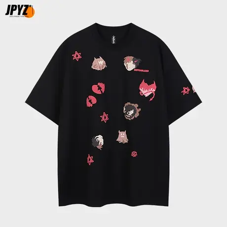 t恤男夏季日系宽松纯棉趣味印花体恤重磅上衣新款休闲短袖潮流ins商品大图