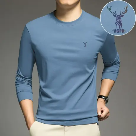 重磅纯棉长袖t恤男装秋冬保暖加绒加厚打底衫摇粒绒全棉内搭秋衣商品大图