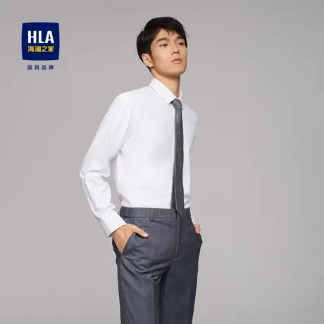 HLA/海澜之家商务绅士长袖正装衬衫简约舒适亲肤尖领纯色白衬衣男图片