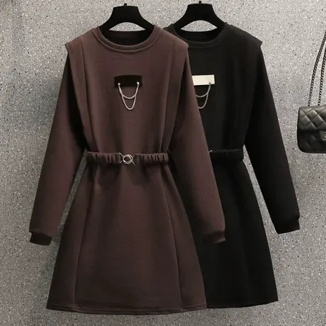 中长款裙摆打底衫女秋冬洋气新款2023加绒加厚内搭大码显瘦遮肚子商品大图