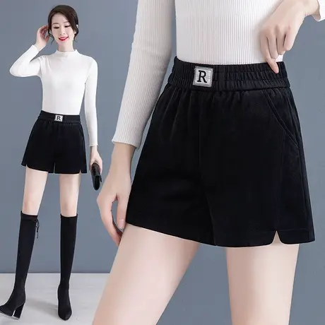 黑色短裤女秋冬加厚保暖2023新款小个子松紧腰百搭外穿打底靴裤潮图片