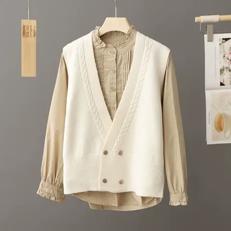 早秋季2023新款法式洋气高级感软糯针织毛衣马甲背心女坎肩女上衣商品大图