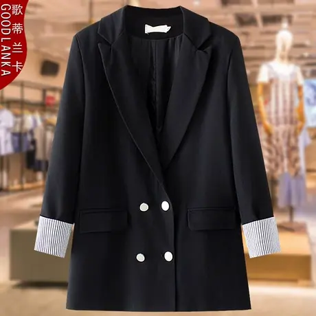 中年气质胖妈妈西装外套春秋款加肥加大码女装宽松职业中长款西服商品大图