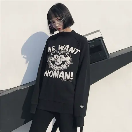 oversize卫衣女2022秋冬宽松韩版潮ins上衣bf慵懒风加绒加厚外套商品大图