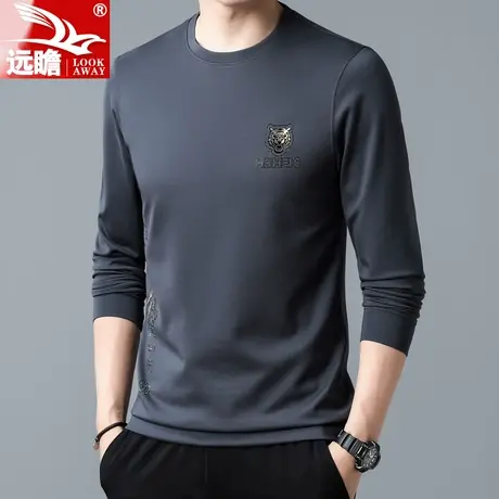 男士秋季卫衣休闲宽松长袖2022春秋新款圆领印花潮流打底上衣男款商品大图