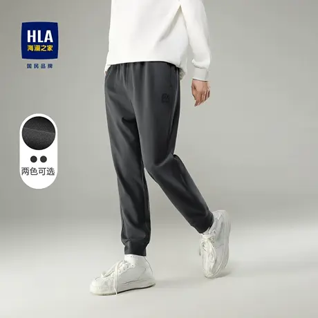HLA/海澜之家舒适弹力休闲裤时尚基础中腰抽绳系带字母刺绣卫裤男商品大图