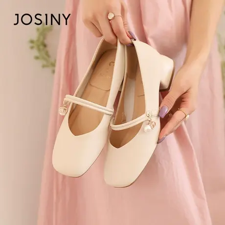 Josiny/卓诗尼玛丽珍女鞋2023秋季新款小香风一字带配裙子妈妈鞋商品大图