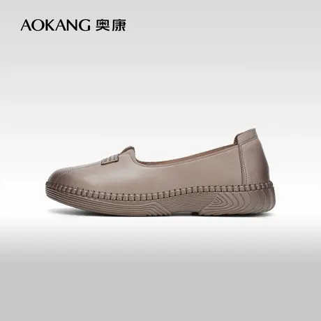 【门店发货】奥康女鞋 2024春秋季百搭黑色真皮女士单鞋妈妈鞋图片