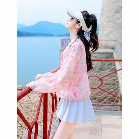 时尚休闲外套2025年夏季新款女休闲度假印花宽松通勤薄款上衣图片