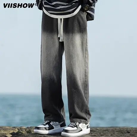 VIISHOW牛仔裤男秋季新款直筒休闲裤子美式潮牌复古宽松男生长裤商品大图