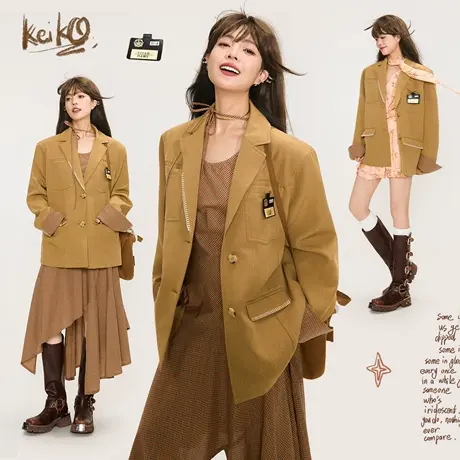 KEIKO 巴恩风立体剪裁西装外套25秋季高级感通勤大廓形休闲小西服商品大图