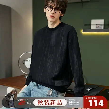 8.22/20点 上新唐狮2025春秋季卫衣男肌理面料设计感圆领上衣简约商品大图