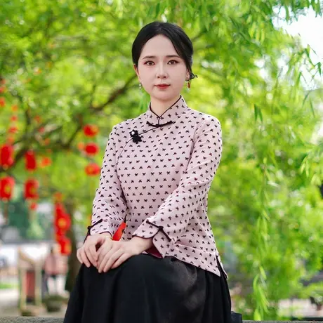 筠雅秋季新款收腰显瘦唐装上衣女中式改良复古女士斜襟长袖25J337商品大图