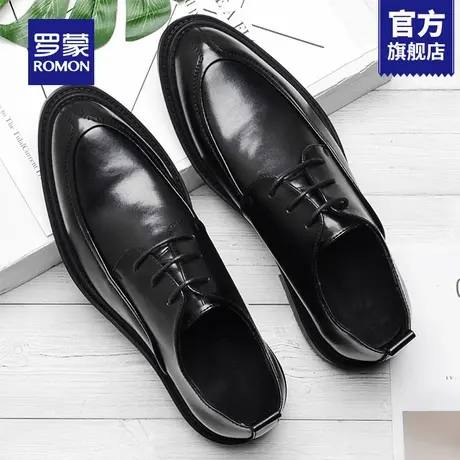 罗蒙男士皮鞋秋季英伦商务正装德比鞋男式年轻款增高结婚新郎鞋RM商品大图