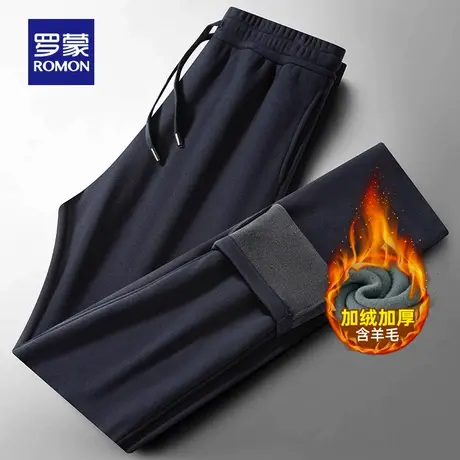 【含绵羊毛+桑蚕丝】罗蒙加绒加厚保暖卫裤2025冬季新款休闲裤男商品大图