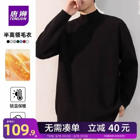唐狮官方旗舰店秋冬季双股半高领毛衣男宽松潮流百搭男款针织衫YB商品大图