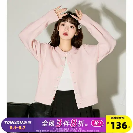 唐狮2024秋季新款蝴蝶结毛衣开衫女甜美外套毛线衫上衣韩系穿搭商品大图