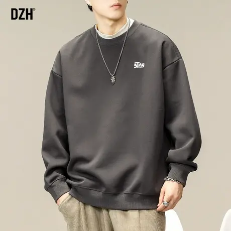 男士美式重磅卫衣男圆领春秋潮牌宽松刺绣长袖上衣男装2023新款潮商品大图