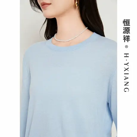 Q早春新款短袖羊毛衫女圆领纯色针织衫时尚修身套头坑条上衣图片