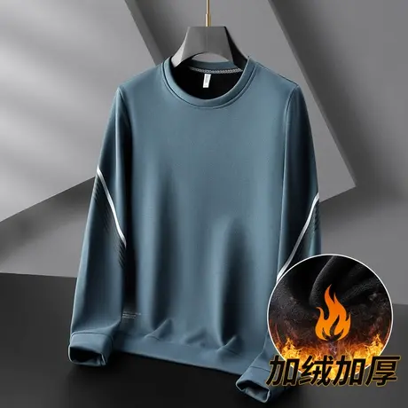 男士卫衣冬季加绒加厚套头打底衫秋冬款大码圆领上衣加肥加大长袖商品大图